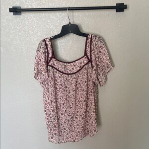 Torrid Pink Floral Blouse with Purple Accents